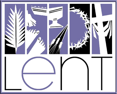 Lent graphic in purple, black, and white